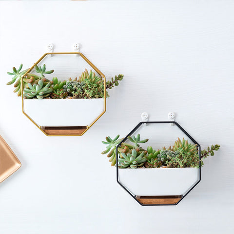 Iron Octagon Wall Vases - HOMYEA