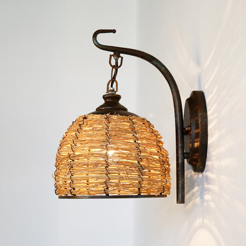 American Country Hand Rattan Sconces - HOMYEA