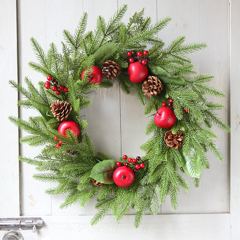 Christmas Pine Needle Peace Fruit Wreath - HOMYEA