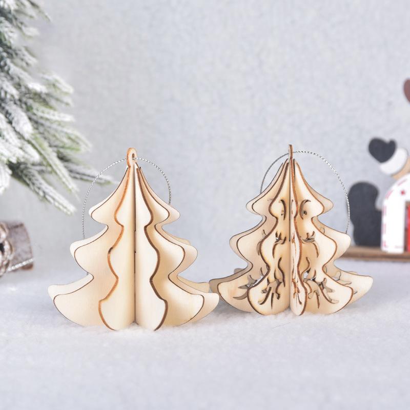 Three-dimensional Wooden Christmas Tree Pendant - HOMYEA