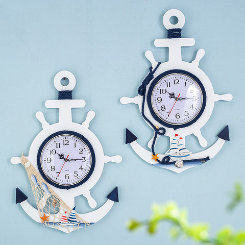 Blue and White Boat Rudder Clock - HOMYEA