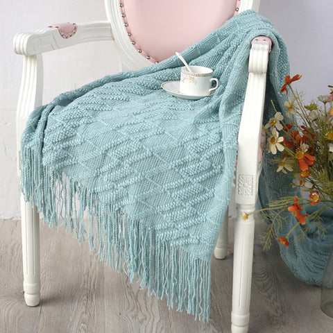 Fringe Lace Thin Rectangle Blanket - HOMYEA