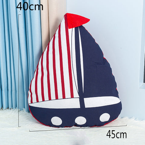 Printed Cute Sailboat Pillow - HOMYEA