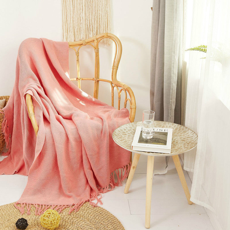 Fringe Lace Knitting Blanket - HOMYEA