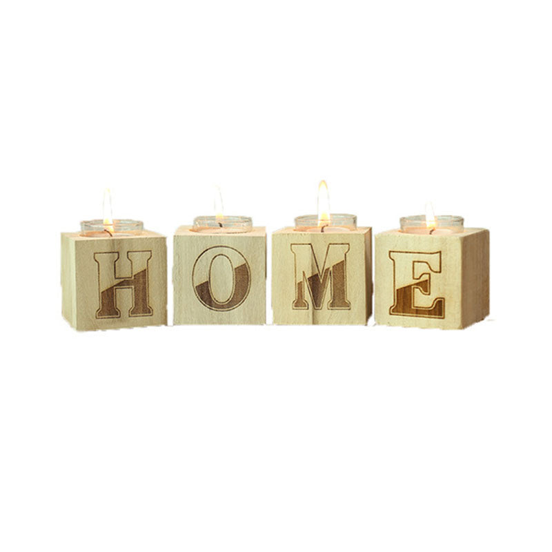 Wooden Letter Contracted Romantic Candle Stand - HOMYEA