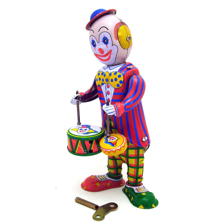 Retro Nostalgic Clown playing drums Wind-up Toy - HOMYEA