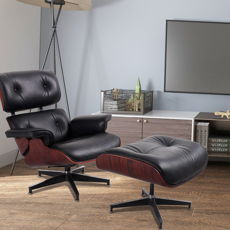 Classic Black Leather Eames Lounge Chair- Only Available for Buyers in USA - HOMYEA