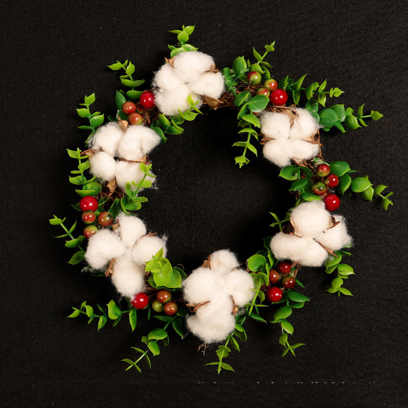 Rattan Cotton Christmas Wreath - HOMYEA