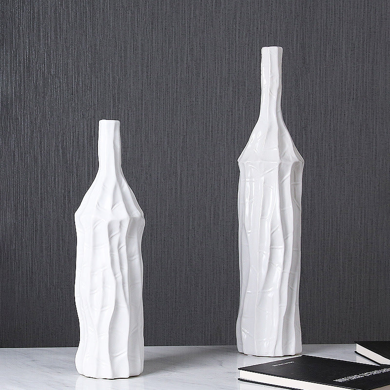 Simple White Art Slender Vases - HOMYEA