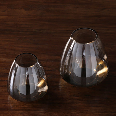 Smoked Colored Golden Bottom Glass Vases - HOMYEA