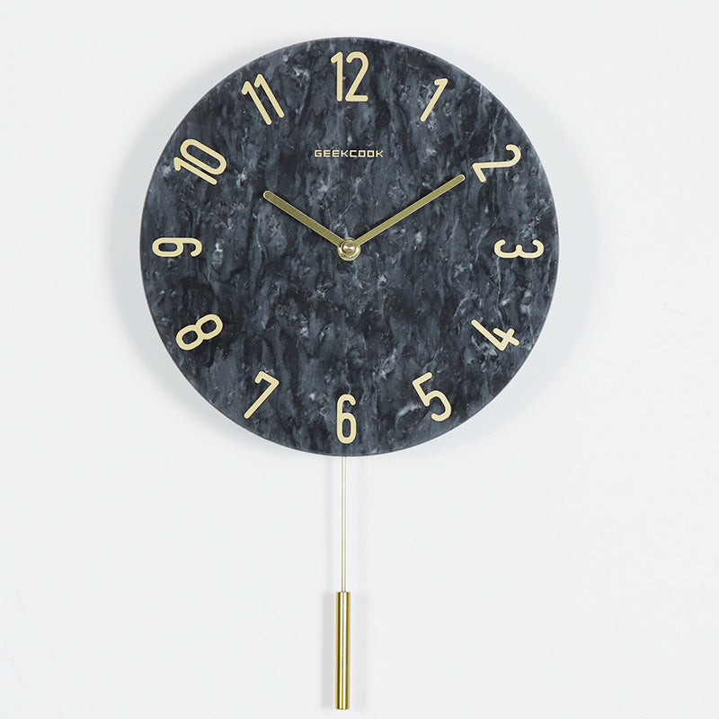 Simple Marble Wall Clocks - HOMYEA