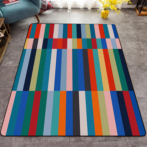 Rectangular Rugs With Multicolor Lines - HOMYEA