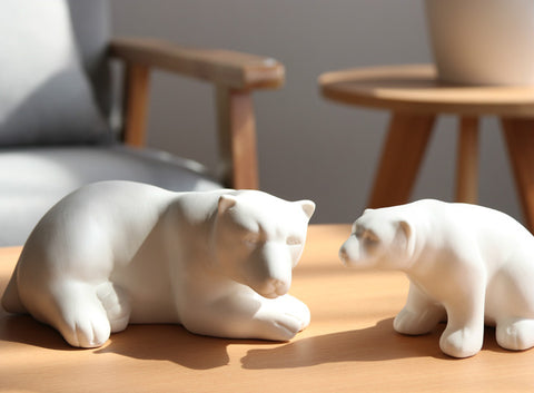 White Ceramic Bear Sculpture - HOMYEA