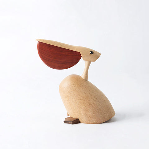 Solid Wood Craft Pelican Sculpture - HOMYEA