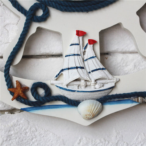 Blue and White Boat Rudder Clock - HOMYEA