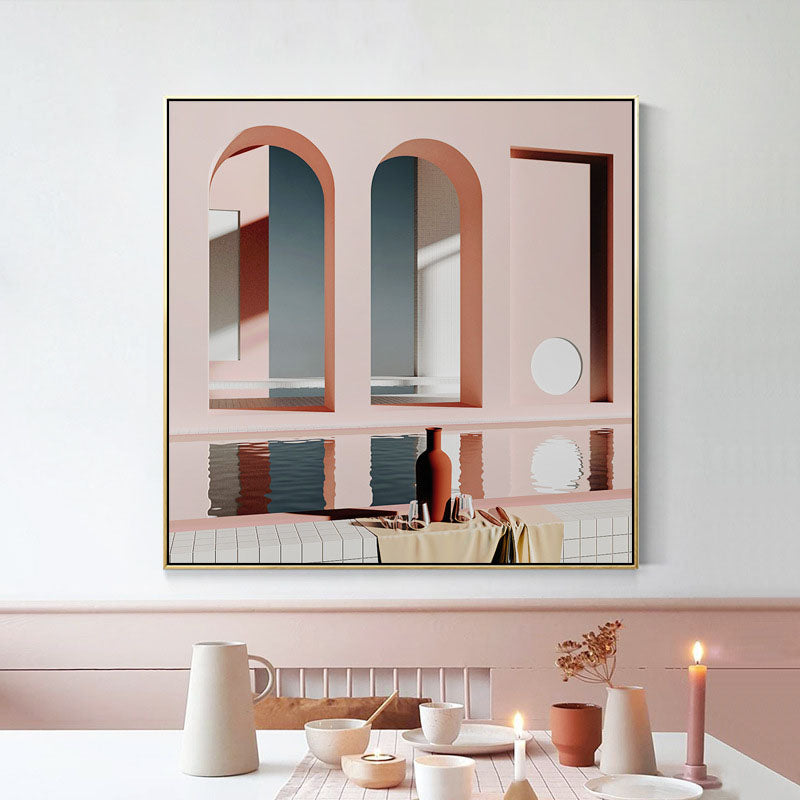 Pink Building Wall Art - HOMYEA