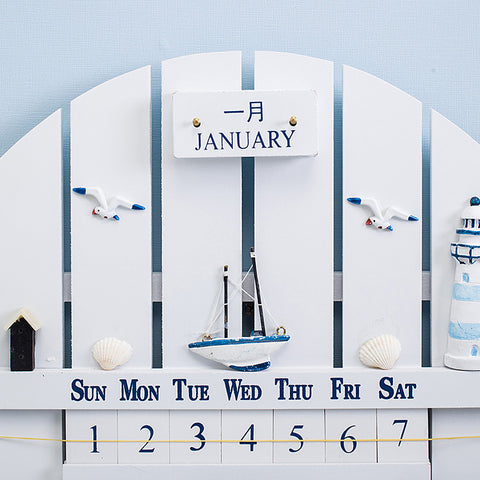 Mediterranean Wooden Wall Calendar - HOMYEA