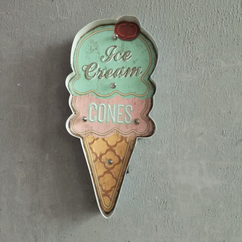 Vintage Metal Ice Cream LED Lights - HOMYEA