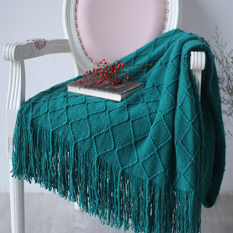 Lined Work Fringe Lace Blanket - HOMYEA