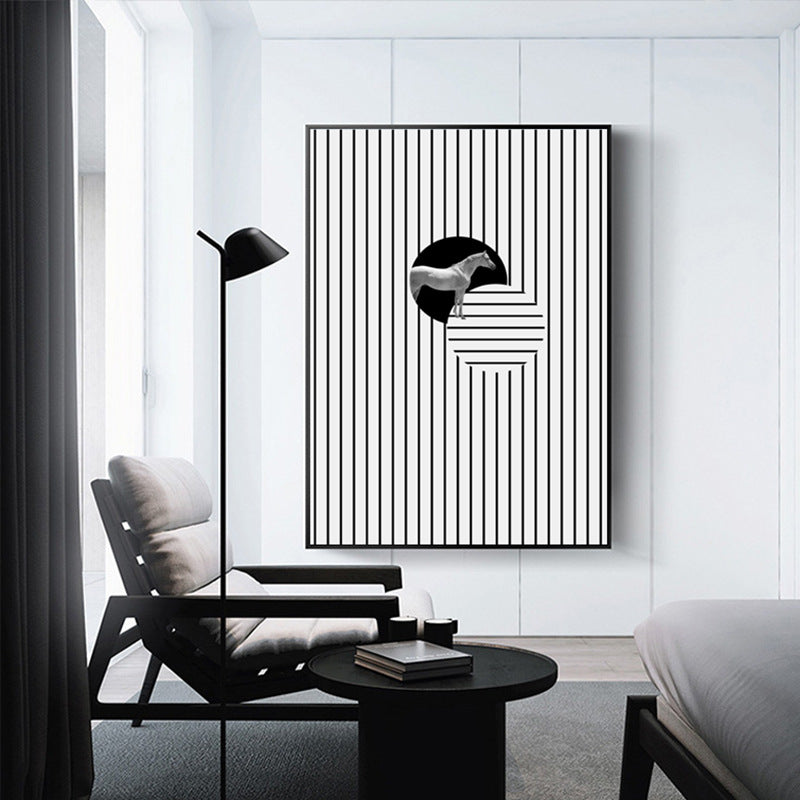 Black White Lines Wall Art - HOMYEA