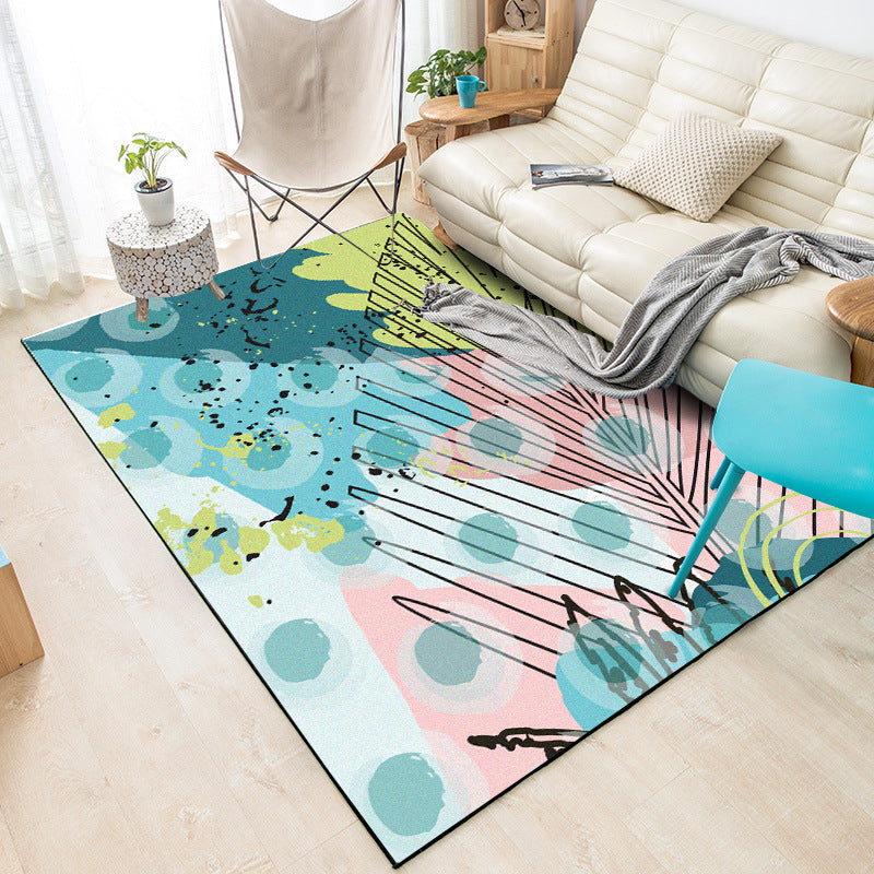 Rectangular Rugs With Watercolor Leaves - HOMYEA