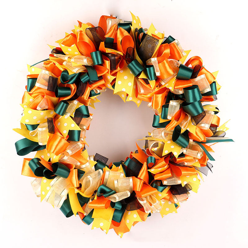 Christmas Handmade Ribbon Bow Wreath - HOMYEA