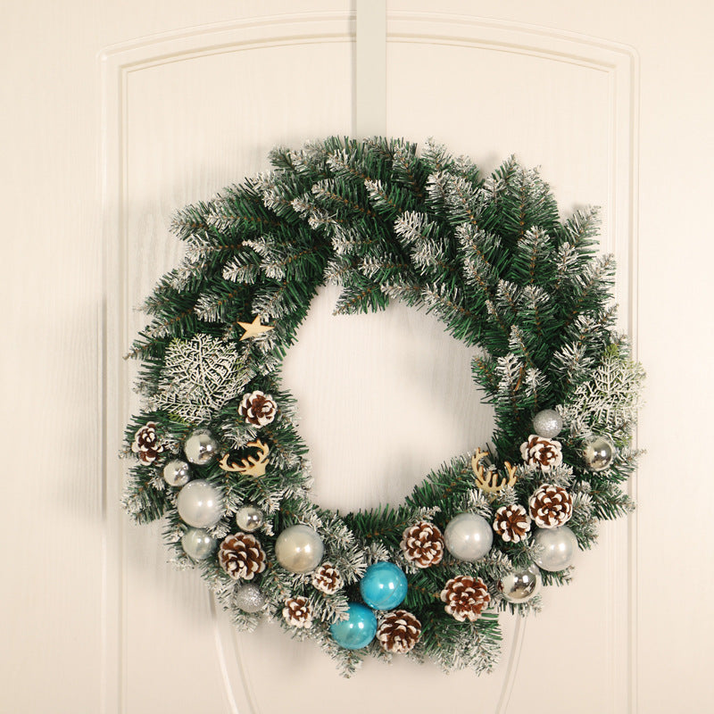 Handmade Christmas Wreath with White Pine Cones - HOMYEA