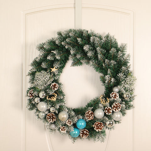 Handmade Christmas Wreath with White Pine Cones - HOMYEA