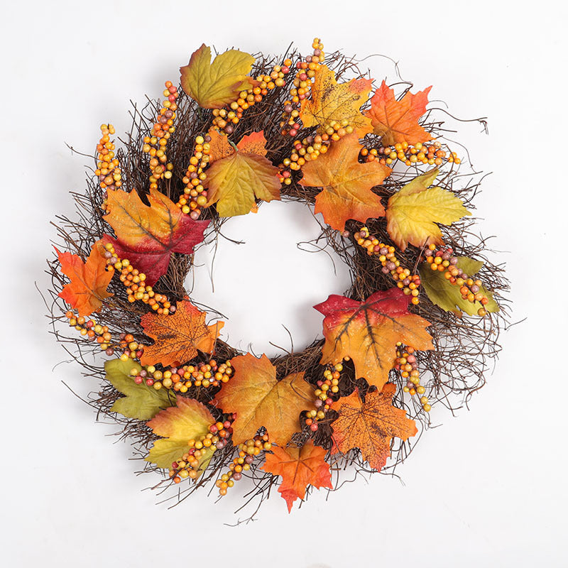 Christmas Rattan Maple Leaf Wreath - HOMYEA