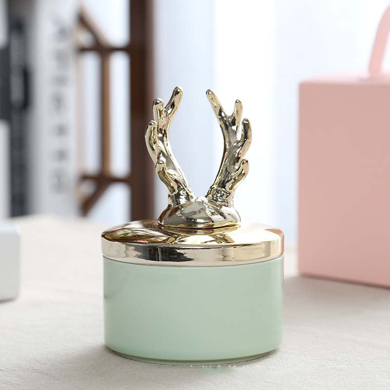 Golden Antler Ceramic Storage Box - HOMYEA