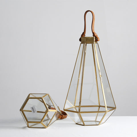 Modern Golden Brass Glass Leather Wind Lamp - HOMYEA