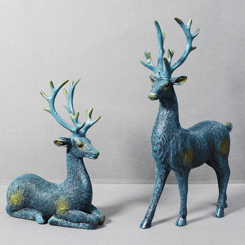 Resin Elk Sculpture-A Pair - HOMYEA