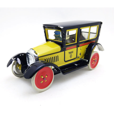 Red Taxi Yellow Metal Wind-up Toy - HOMYEA