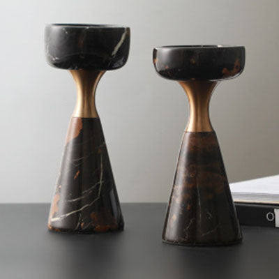 Modern Black Marble Candlestick - HOMYEA