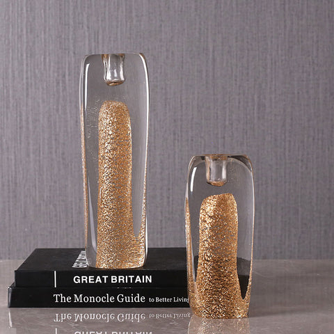 Modern Minimalist Handmade Glass Gold Candle Holder - HOMYEA