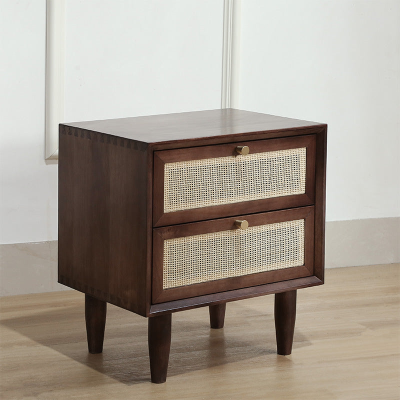 Modern Wooden Rattan Nightstand - HOMYEA