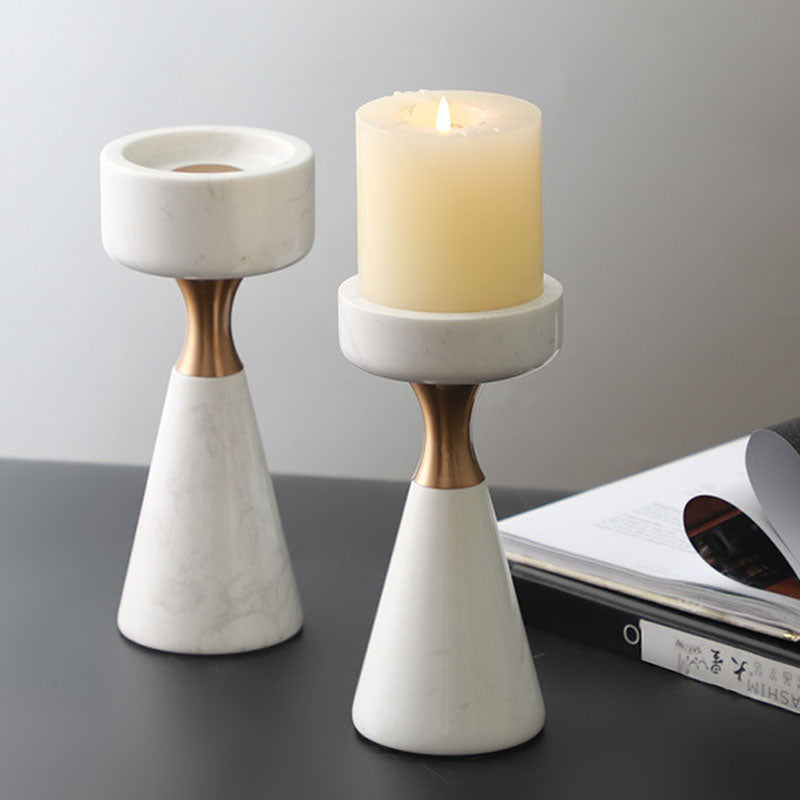 Modern Metal Marble Candlestick - HOMYEA