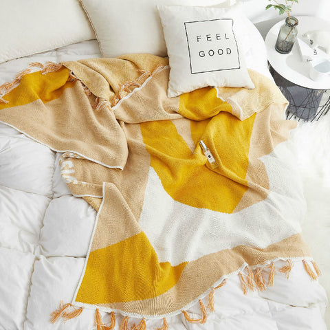 Fringed Cotton Blankets - HOMYEA