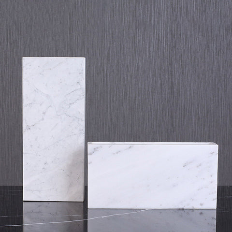 Simple Marble Creative Wood White Stone Vases - HOMYEA