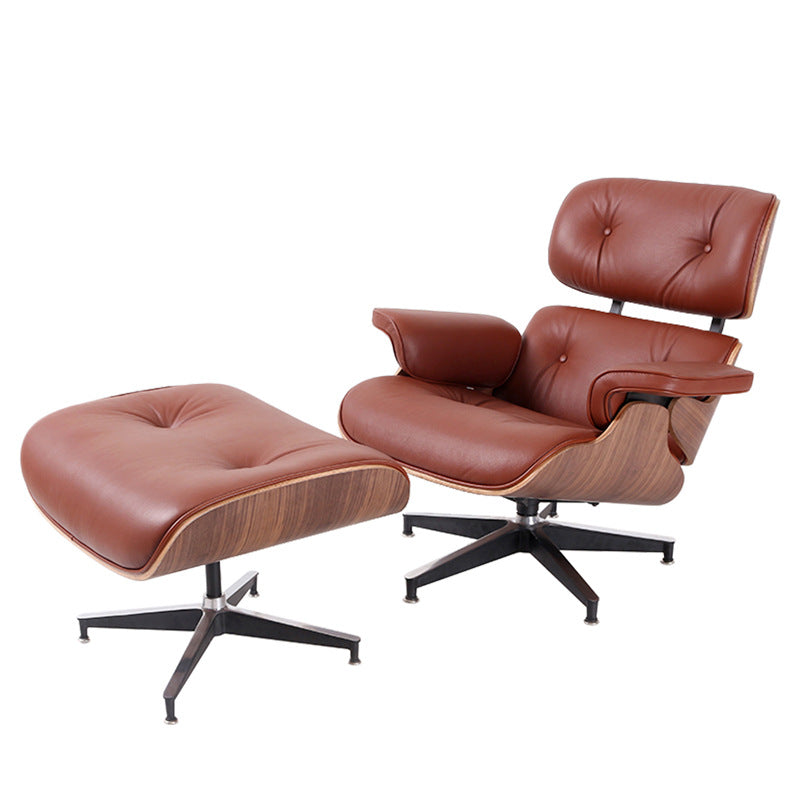 Classic Brown Leather Eames Lounge Chair- Only Available for Buyers in USA - HOMYEA