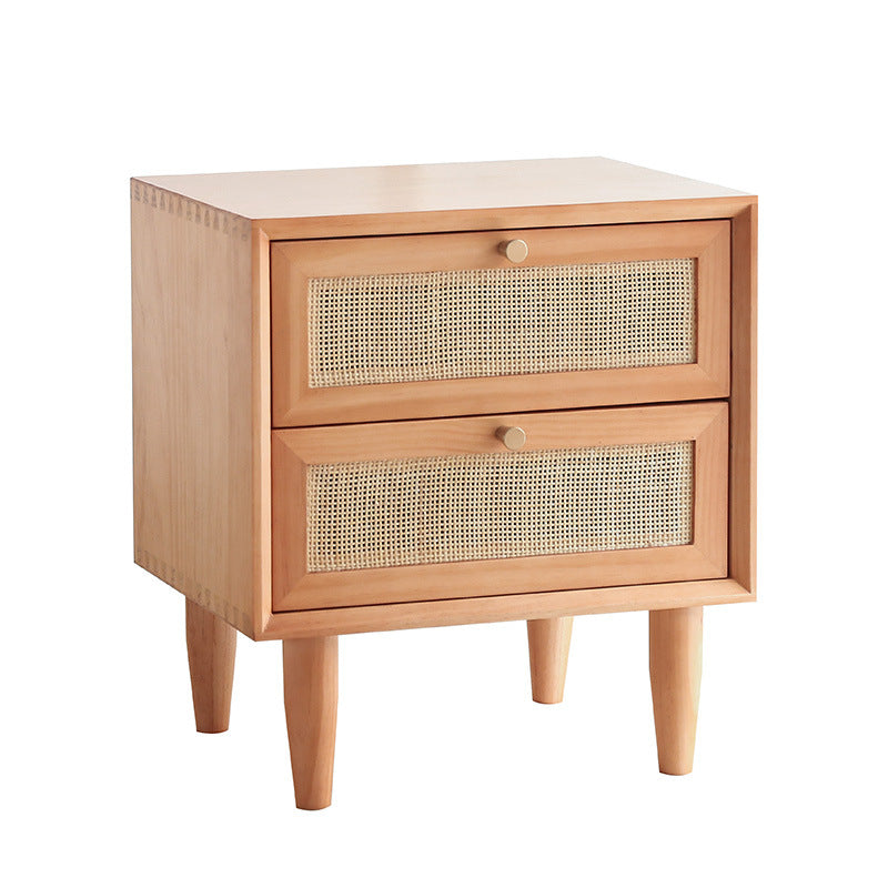 Modern Wooden Rattan Nightstand - HOMYEA