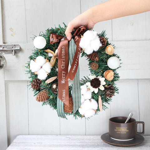 Cotton Pinecone Rattan Woven Christmas Garland - HOMYEA