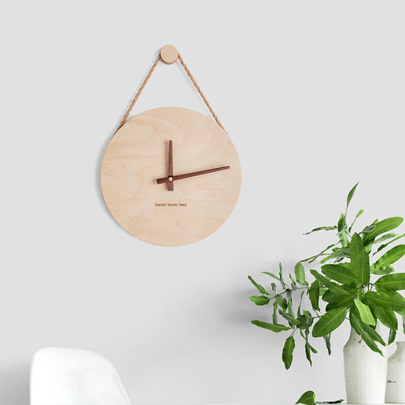 Wooden Circular Wall Clock - HOMYEA