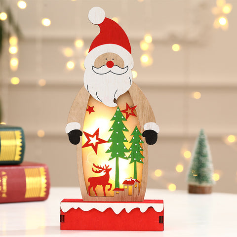 Glowing Painted Wooden Santa Claus - HOMYEA