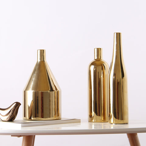 Golden Electroplating Ceramic Table Vases - HOMYEA