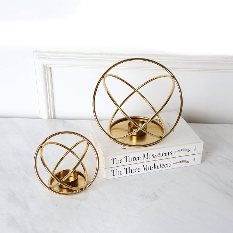 Modern Electroplated Gold Metal Circle Candle Holder - HOMYEA