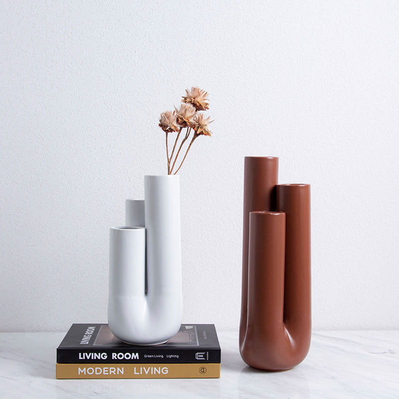 Abstract Creative Ceramic Tube Vase - HOMYEA