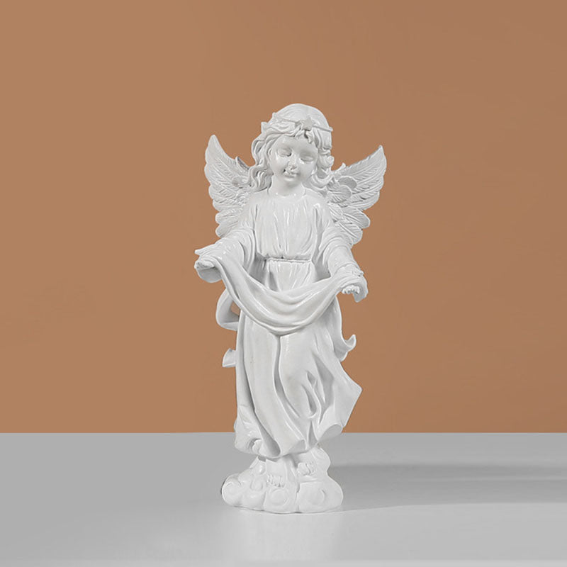 Modern White Angel Resin Sculpture - HOMYEA