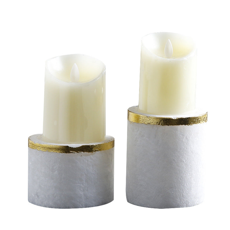 Simple Natural Spar Round Table Candle Cups - HOMYEA