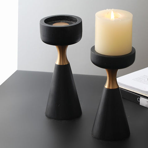 Modern Black Marble Candlestick - HOMYEA